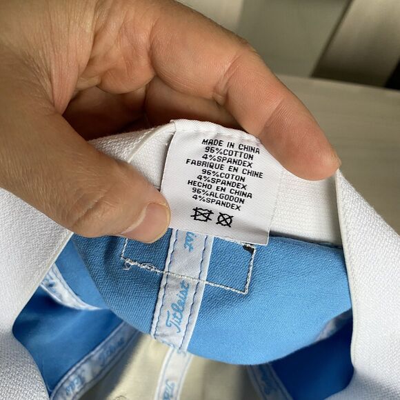 Titleist Hat Men's L/XL A-Flex Signature Script Cap Beige & Light Blue Golf Hat - Picture 9 of 11